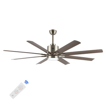 Octo 66" Contemporary Industrial Iron/Plastic Mobile-App/Remote-Controlled 6-Speed Ceiling Fan with Integrated LED Light - JONATHAN Y